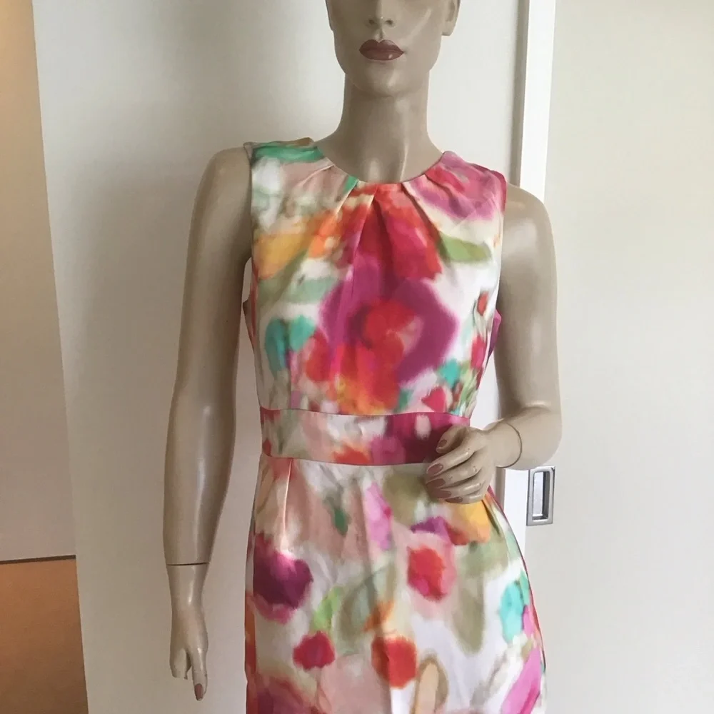 Kate Spade‎ New York Bowden Watercolor Floral Silky Sheath Career Easter Dress 4